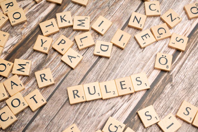 blocks spelling out rules